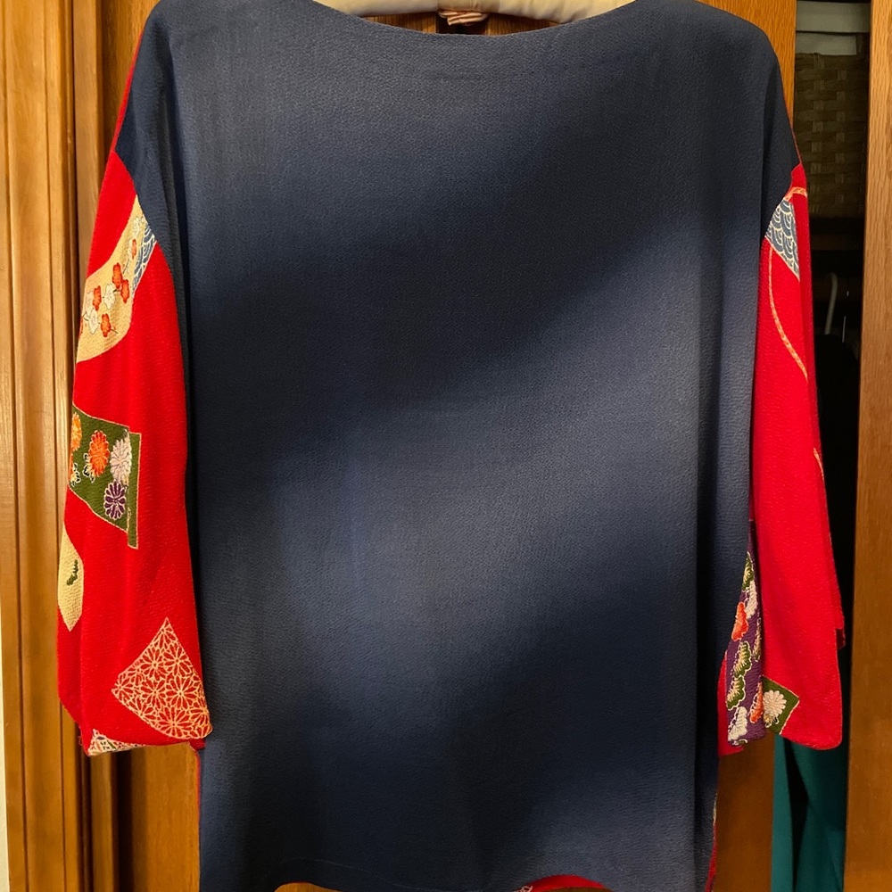 Vintage Japanese red ribbon print boatneck top - Picture 4 of 4